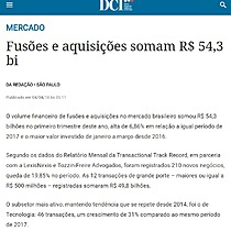 Fuses e aquisies somam R$ 54,3 bi